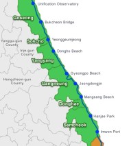 Our route down the east coast of Korea.