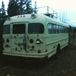 My hotel for one night. Found this bus out in the woods, kept me warm and dry and gave me a little more protection from the bears. 